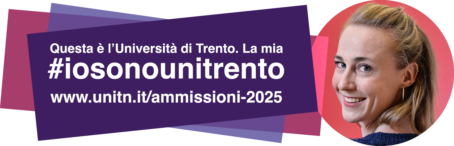 visual campagna ammissioni #iosonounitrento, volto di ragazza sorridente
