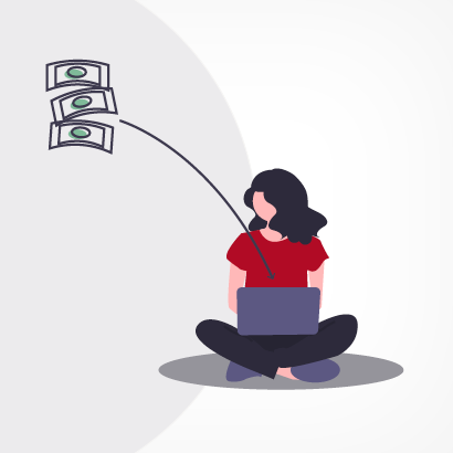 illustration of a female student with money symbol