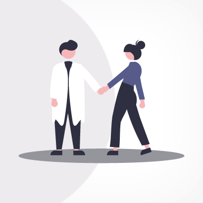 Illustration of researcher and industry representative shaking hands