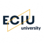 Logo ECIU University, scritta blu con un trapezio giallo attorno al nome