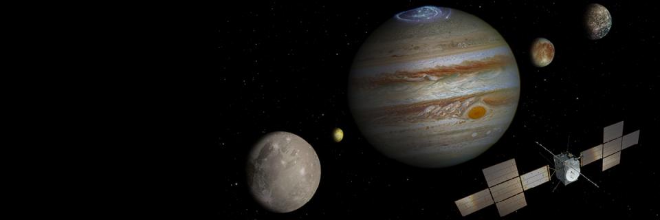 rielaborazione grafica di Giove e le sue Lune by ESA ATG