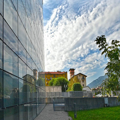 back garden: the glass façade and the garden