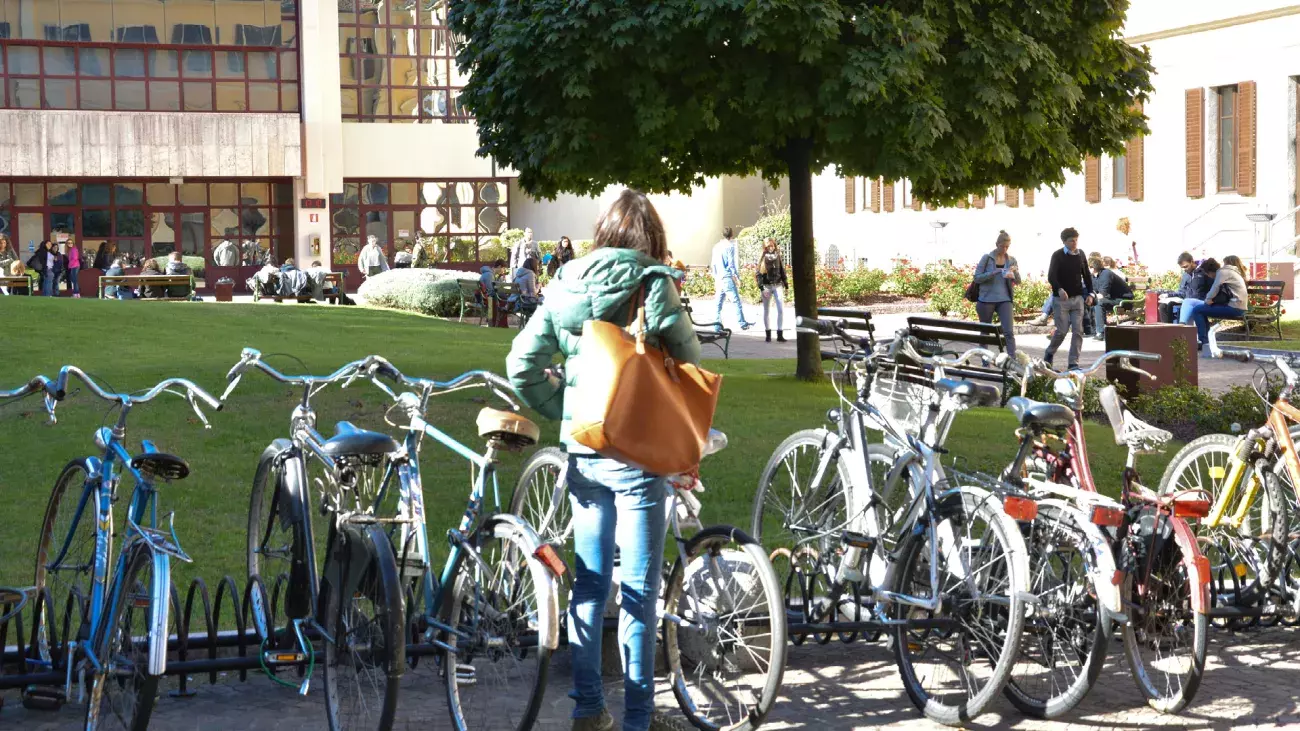 biciclette parcheggiate cortile di Palazzo di Economia