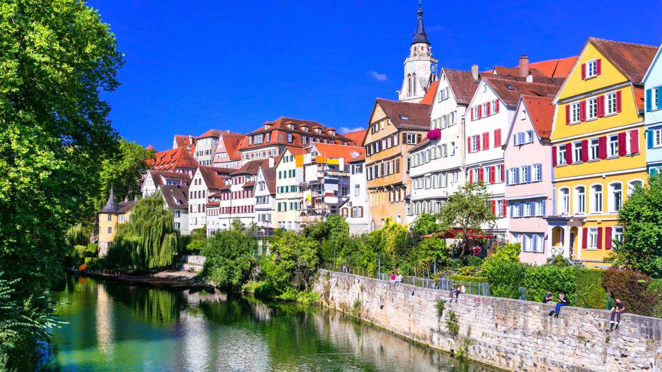 Beautiful floral colorful town Tubingen in Germany