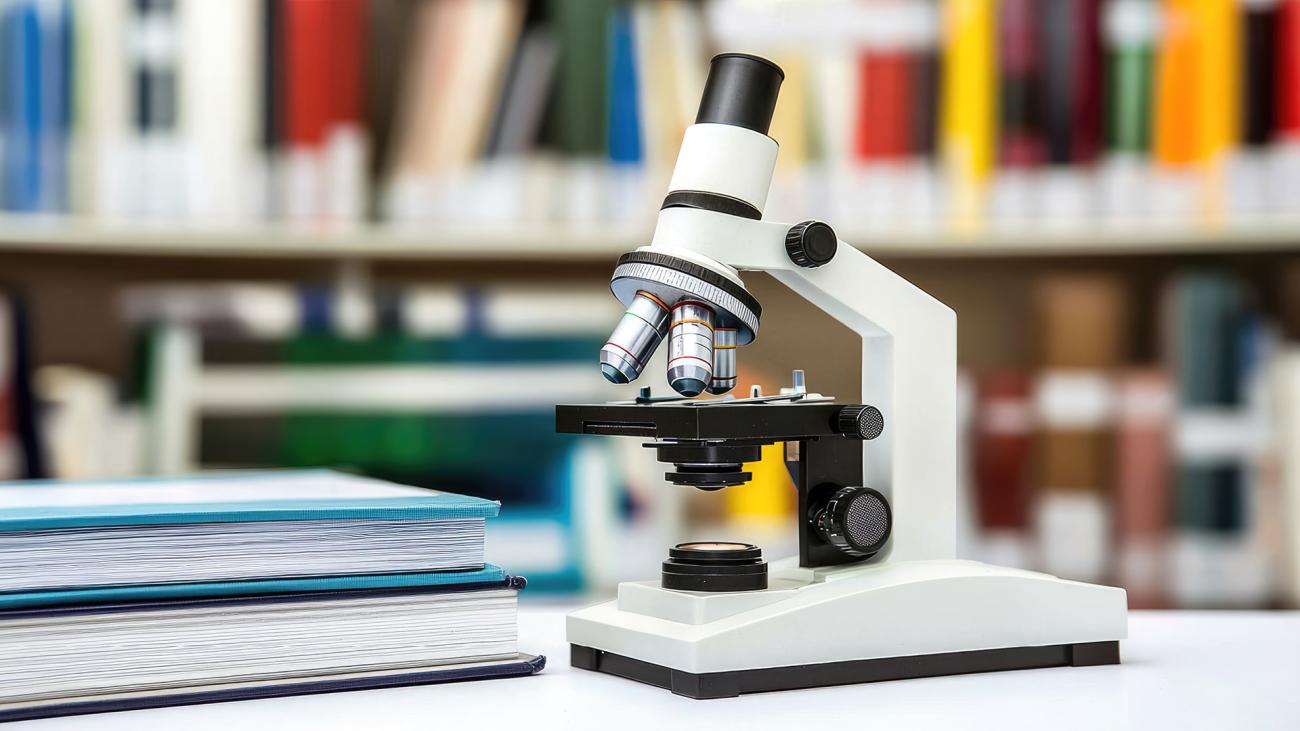 microscopio e libri