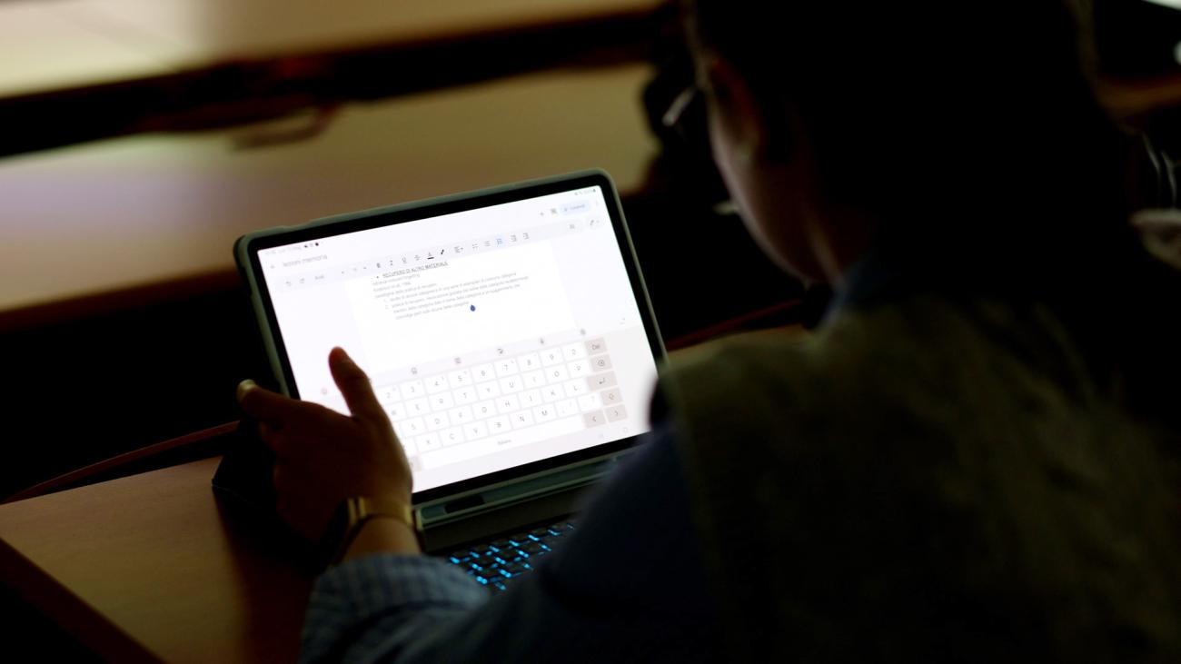 persona di spalle con laptop
