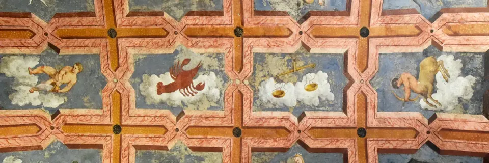 Il soffitto affrescato della Sala dello Zodiaco di Palazzo Sardagna, sede del Rettorato di UniTrento